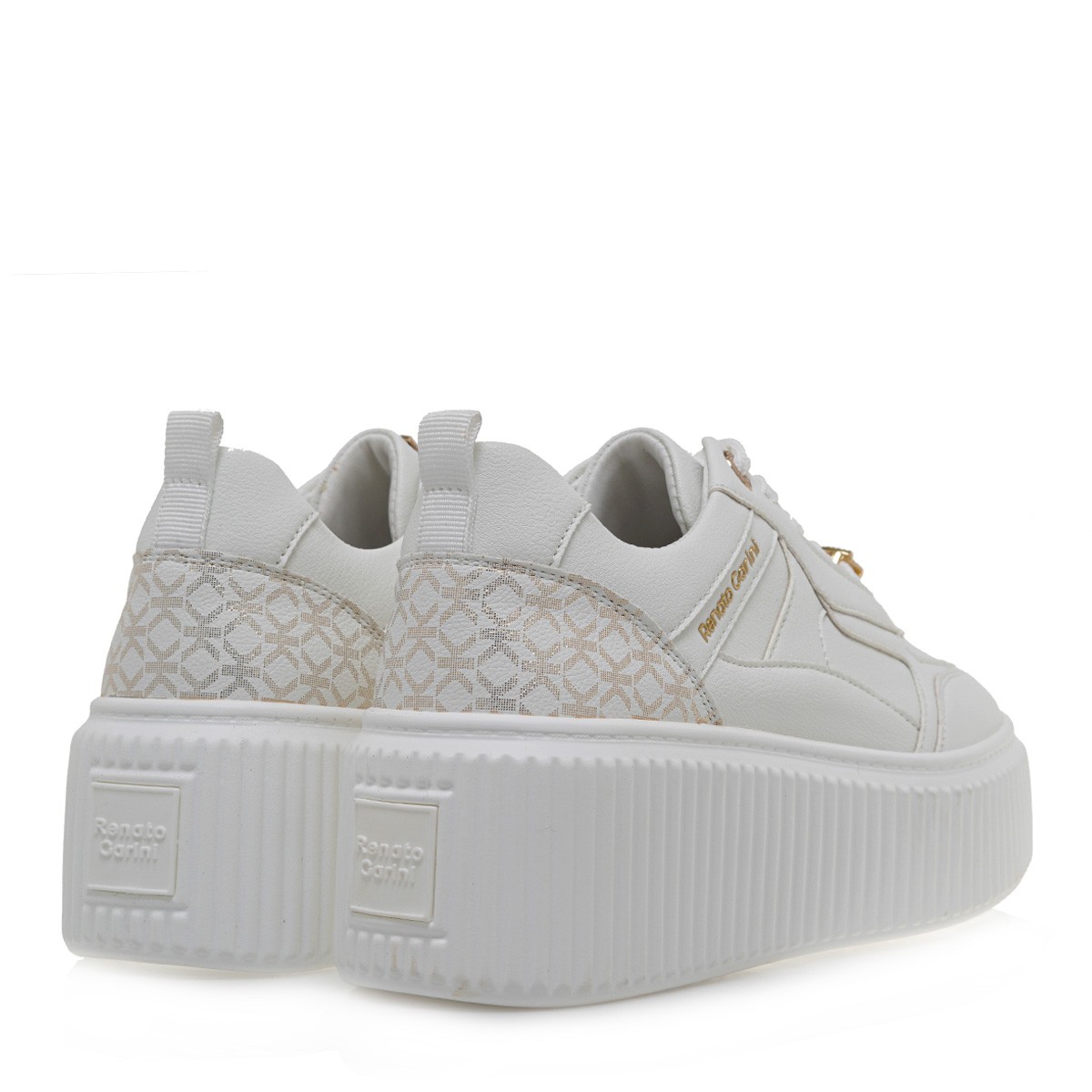 Renato Garini Γυναικεία Παπούτσια Sneakers 530-19R Λευκό Πλατίνα Στάμπα U119R530308E φωτογραφία