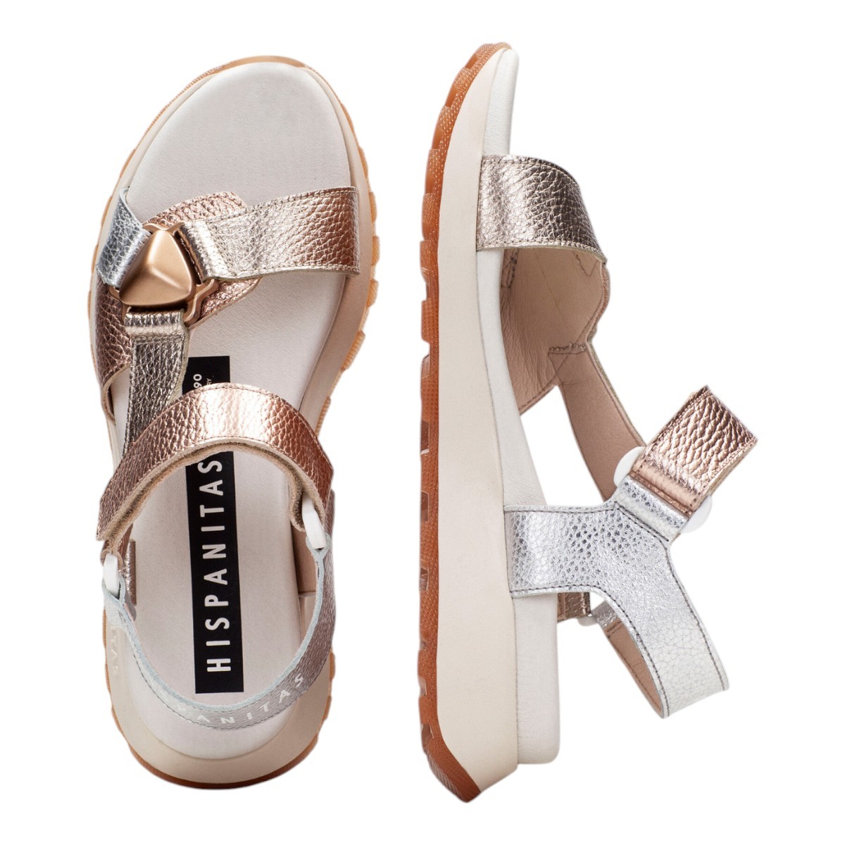 Hispanitas Γυναικεία Πέδιλα Sport Sandals maui CHV253896 Ασημί-Χρυσό Δέρμα φωτογραφία