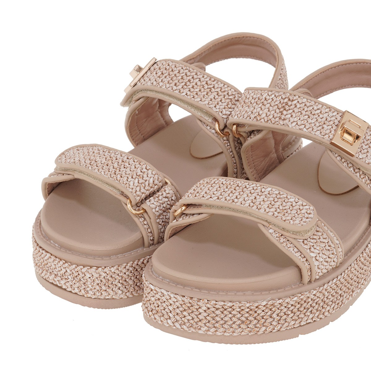 EXE BY TSAKIRIS MALLAS Γυναικεία FLATFORMS Πλατφόρμες 20A-252 Μπέζ Ψάθα U420A2523284 φωτογραφία