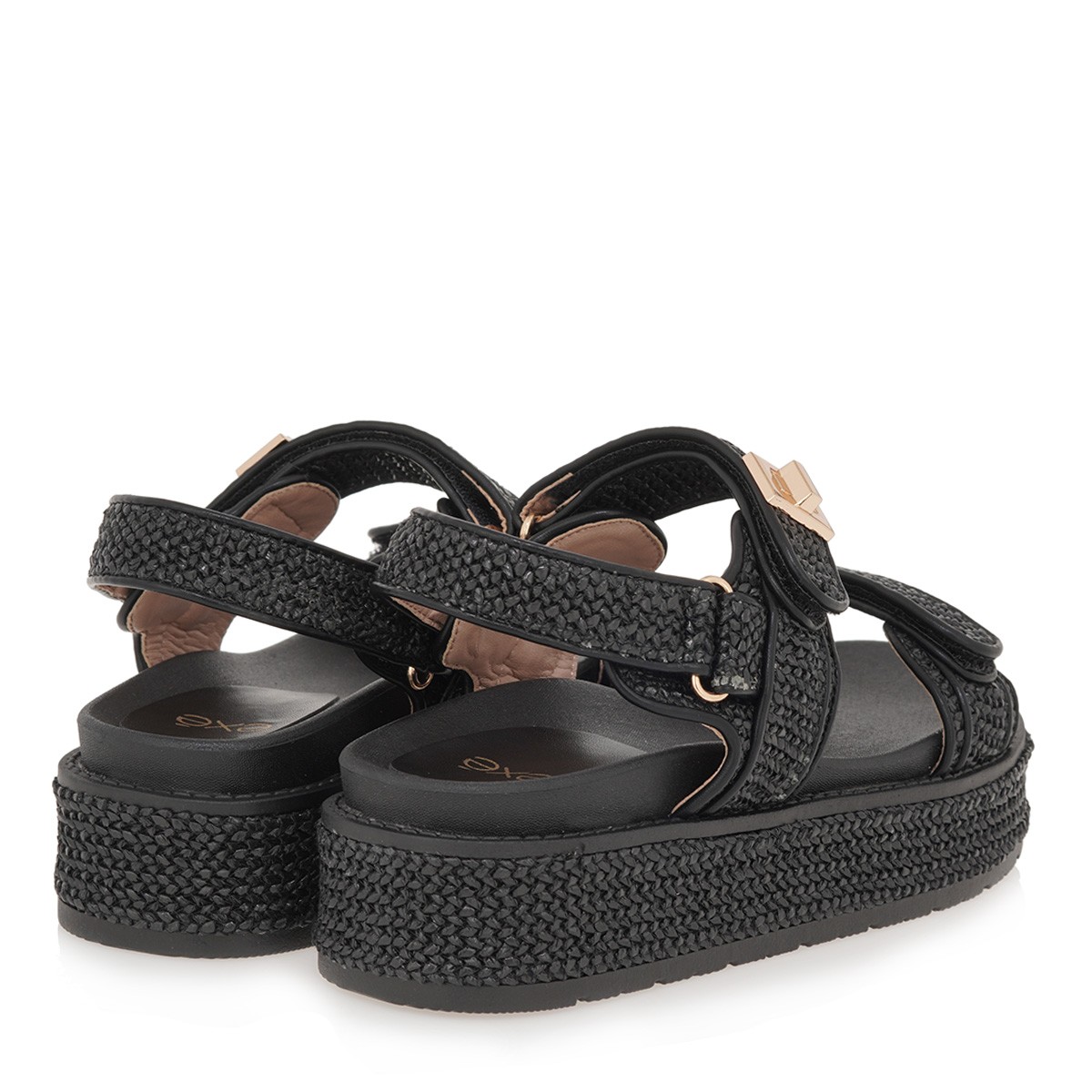 EXE BY TSAKIRIS MALLAS Γυναικεία FLATFORMS Πλατφόρμες 20A-252 Μαύρο Ψάθα U420A252366G φωτογραφία