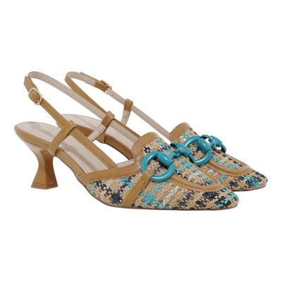EXE Shoes Γυναικεία Παπούτσια SLINGBACK Mules 700-500 ΚΑΜΗΛΟ AQUA ΠΛΕΚΤΟ U470050038K1