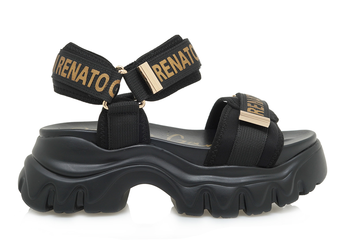Renato Garini Γυναικεία Πέδιλα Πλατφόρμες 28A-292 Μαύρο Χρυσό U428A2924340 φωτογραφία