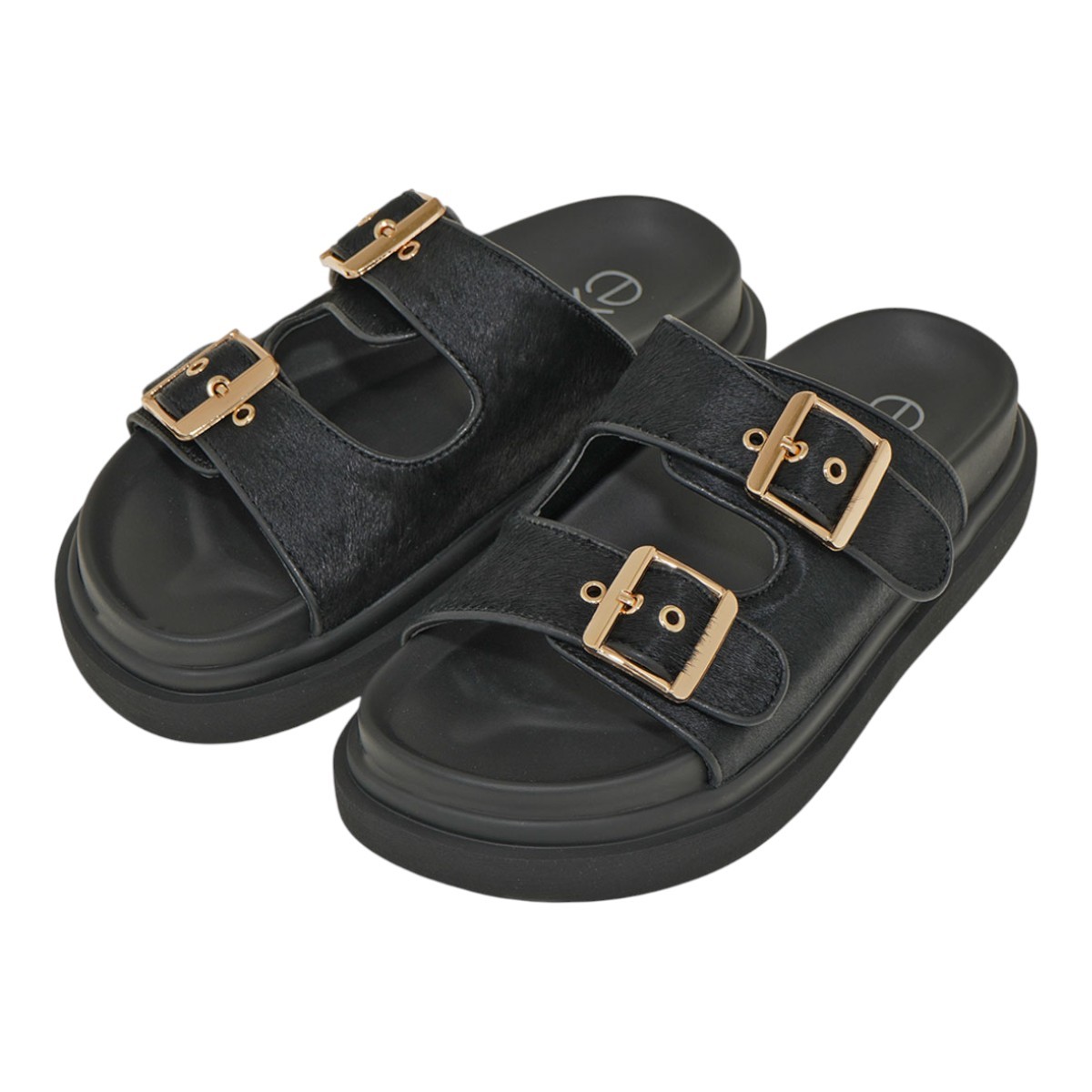 EXE Shoes Γυναικεία Παντόφλας FLATFORMS 03R-232 Μαύρο Πόνυ Δέρμα U403R2322877 φωτογραφία