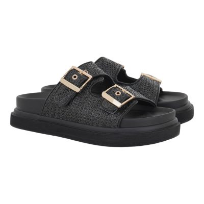 EXE Shoes Γυναικεία Παντόφλας FLATFORMS 03R-232 Μαύρο Ψάθα U403R2322H23