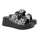 EXE Shoes Γυναικεία Παντόφλας 19A-827 ΜΑΥΡΟ ΛΕΥΚΟ ΖΕΜΠΡΑ ΠΟΝΥ U419A827711I