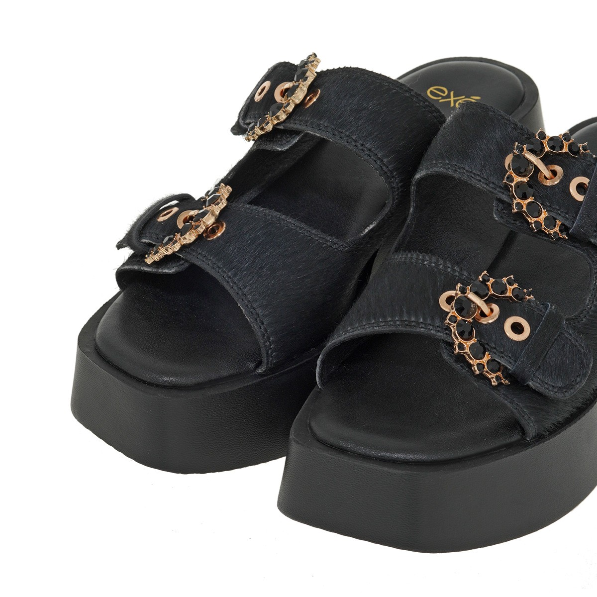 EXE Shoes Γυναικεία Παντόφλας 19A-827 ΜΑΥΡΟ ΠΟΝΥ ΜΑΥΡΟ ΣΤΡΑΣ U419A82773L0 φωτογραφία