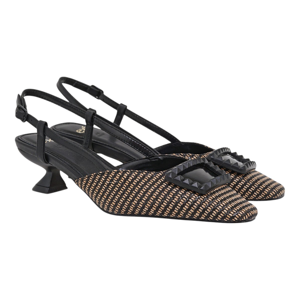  Exe Shoes Γυναικείες Γόβες Πέδιλα 700-752 Μαύρο Μπέζ Ψάθα Μαύρο U4700752273T 2025