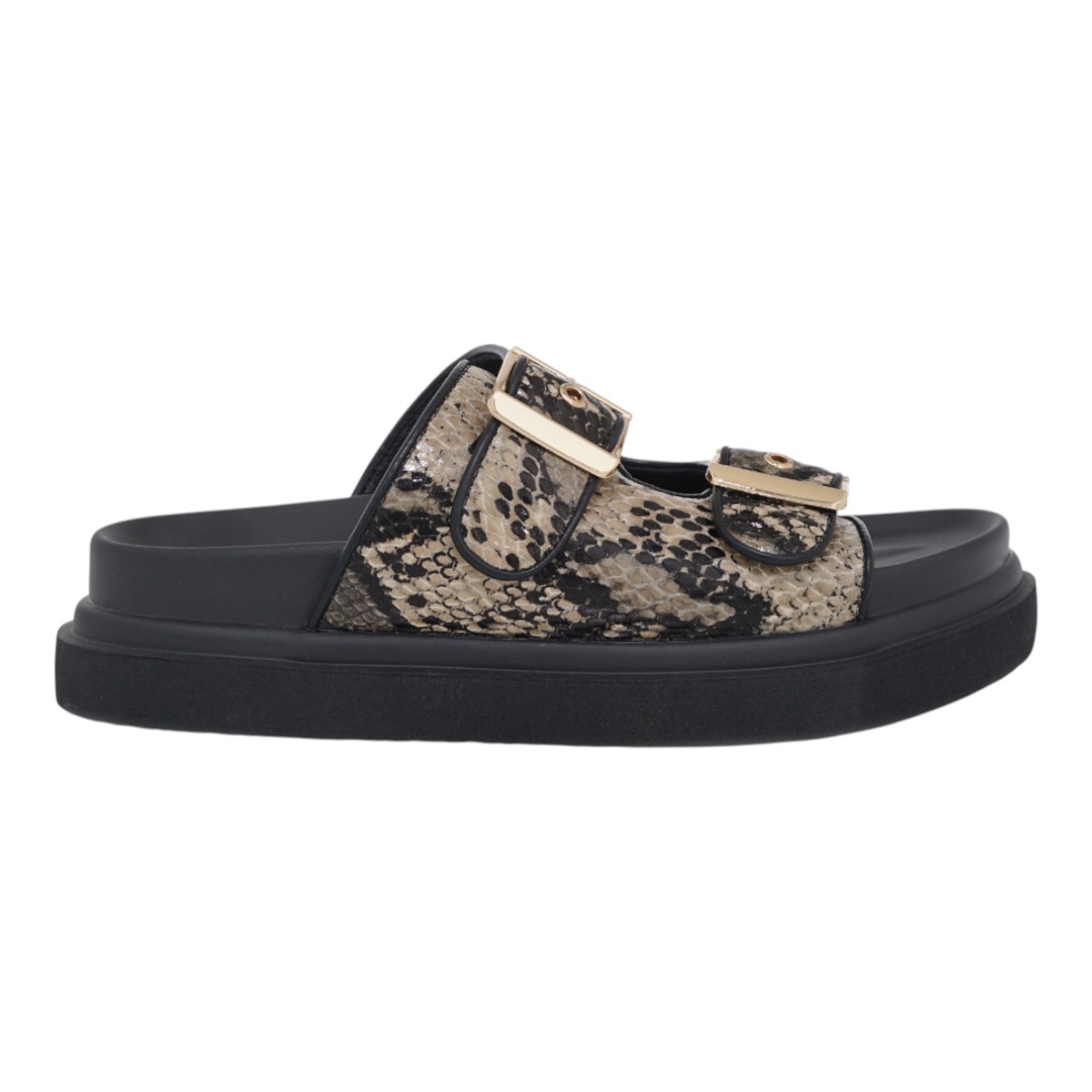 EXE Shoes Γυναικεία Παντόφλας FLATFORMS 03R-232 Μπέζ Μαύρο Φίδι U403R2322F75 φωτογραφία