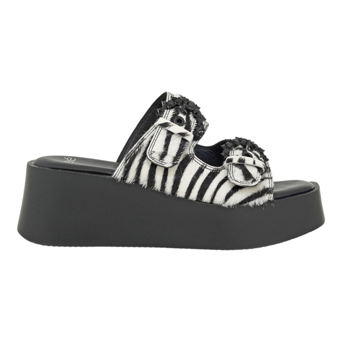 EXE Shoes Γυναικεία Παντόφλας 19A-827 ΜΑΥΡΟ ΛΕΥΚΟ ΖΕΜΠΡΑ ΠΟΝΥ U419A827711I φωτογραφία