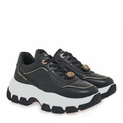 Renato Garini Γυναικεία Παπούτσια Sneakers 200-19R Μαύρο Στάμπα Πλατίνα V119R20034N3