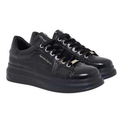 Renato Garini Γυναικεία Παπούτσια Sneakers 458-19R Μαύρο Κροκό V119R4582A76