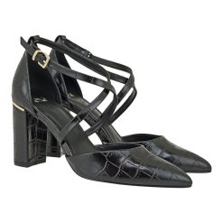 Exe Shoes Γυναικείες Γόβες 700-288 Μαύρο Κροκό Ματ V1700288497N