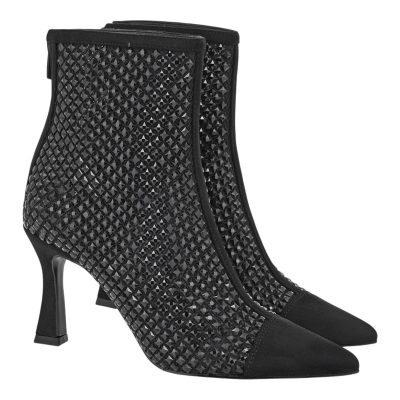 Exe Shoes Γυναικεία Μποτάκια 700-222  Μαύρο Καστόρι Μαύρο Στράς  V37002224A93