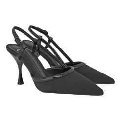 Exe Shoes Γυναικείες Γόβες 700-834 SLINGBACK Μαύρο Σατέν Μαύρο Σπαστό V470083457N0