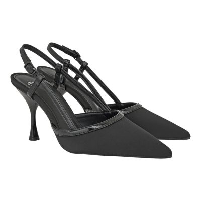 Exe Shoes Γυναικείες Γόβες 700-834 SLINGBACK Μαύρο Σατέν Μαύρο Σπαστό V470083457N0