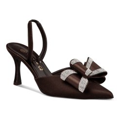 Envie Shoes Γυναικεία Παπούτσια Γόβες BOW SLINGBACK PUMPS E02-22090-28 Καφέ Σατέν