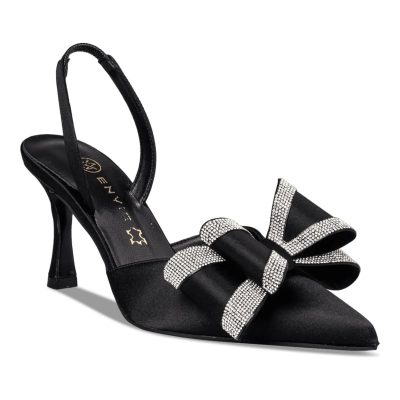 Envie Shoes Γυναικεία Παπούτσια Γόβες  BOW SLINGBACK PUMPS E02-22090-34 Mαύρο Σατέν