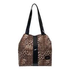 De Raggi Γυναικείες Τσάντες Ωμού Tiger Eye Liza 25926-1210 Μαύρο-Λεοπάρ