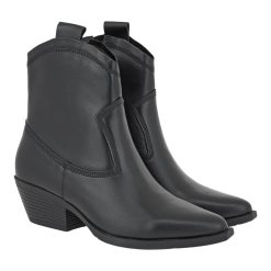 CARLA CORTEZ Γυναικεία Μποτάκια COW BOY 16W-261 Μαύρο Δέρμα V316W2613002