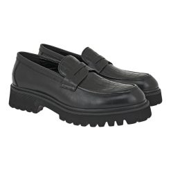 Renato Garini Ανδρικά παπούτσια LOAFERS 15W-820 Μααύρο Δέρμα Μαύρο Κροκό V515W8202950