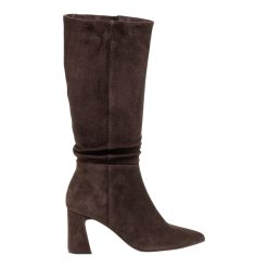 MOURTZI Γυναικεία Δερμάτινα Παπούτσια Μπότα 75/714Z25  Καφέ SUEDE Δέρμα
