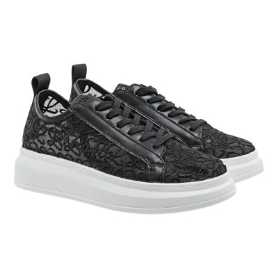 Renato Garini Γυναικεία Παπούτσια Sneakers 180-19R Μαύρο Δαντέλα Λευκό W119R18025W3