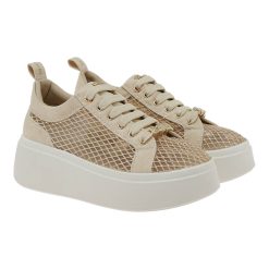 Renato Garini Γυναικεία Παπούτσια Sneakers 615-19R Μπέζ Φιλτιρέ Στρας W119R61534K5