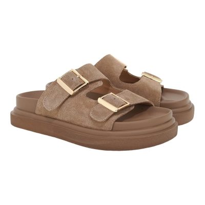 EXE Shoes Γυναικεία Παντόφλας FLATFORMS 03R-232 Μπέζ Σκούρο Καστόρι W403R232238Z