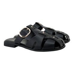 Exe Shoes Γυναικεία Παπούτσια FLATS MULES 03R-351 Μαύρο Δέρμα W403R3511002