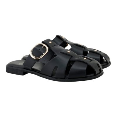 Exe Shoes Γυναικεία Παπούτσια FLATS MULES 03R-351 Μαύρο Δέρμα W403R3511002