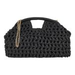 Exe Bags Γυναικεία Τσάντα Φάκελος Clutches Χειρός 700-118 Μαύρο Ψάθα W6700118966G