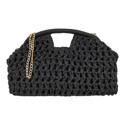 Exe Bags Γυναικεία Τσάντα Φάκελος Clutches Χειρός 700-118 Μαύρο Ψάθα W6700118966G