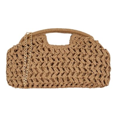 Exe Bags Γυναικεία Τσάντα Φάκελος Clutches Χειρός 700-118 Καμηλό Ψάθα W6700118966M