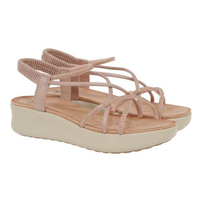 EXE Shoes Γυναικεία Πέδιλα 89Q-991 Ρόζ Χρυσό Στράς W489Q9913E95