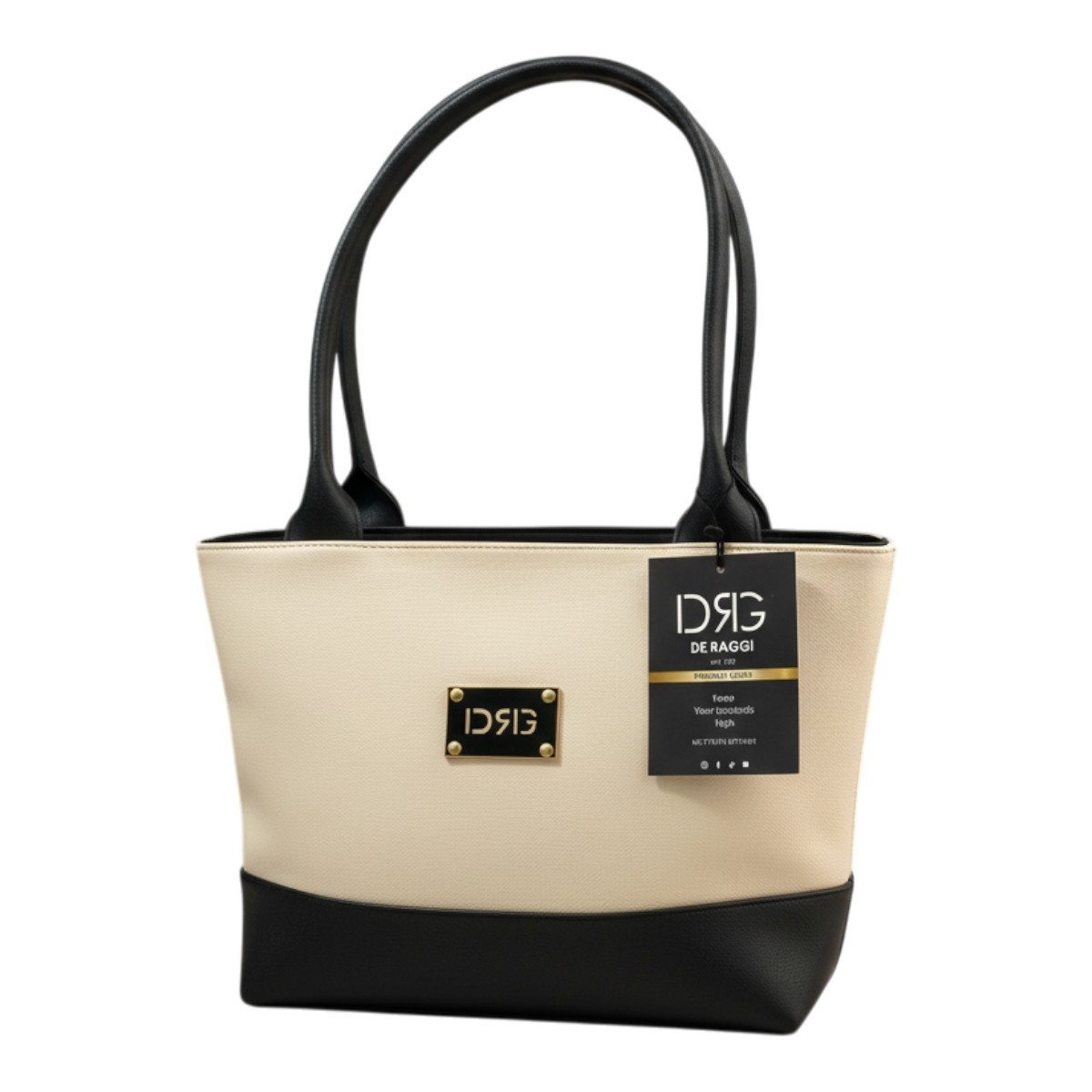 De Raggi Γυναικείες Τσάντες Ωμού Verona Grand Bag 26528-1242 Μπέζ-Μαύρο - Image 5