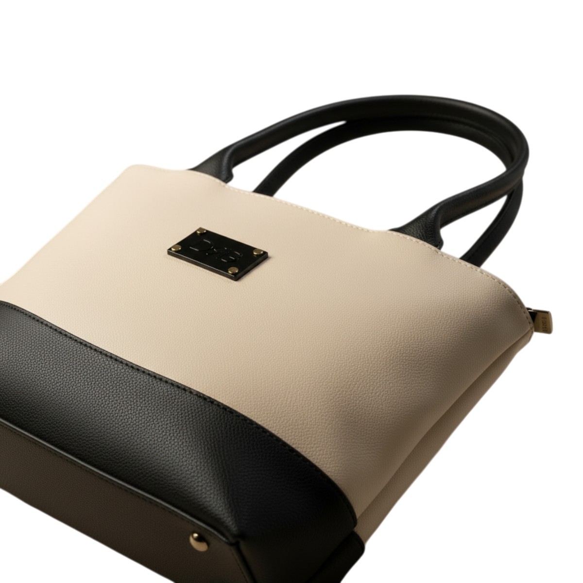 De Raggi Γυναικείες Τσάντες Ωμού Verona Grand Bag 26528-1242 Μπέζ-Μαύρο - Image 4