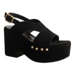 Fardoulis Shoes Γυναικείες Πέδιλα Πλατφόρμες 458-05 Μαύρο Δέρμα Καστόρι