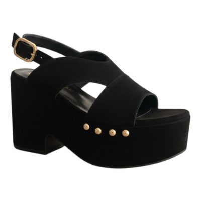 Fardoulis Shoes Γυναικείες Πέδιλα Πλατφόρμες 458-05 Μαύρο Δέρμα Καστόρι
